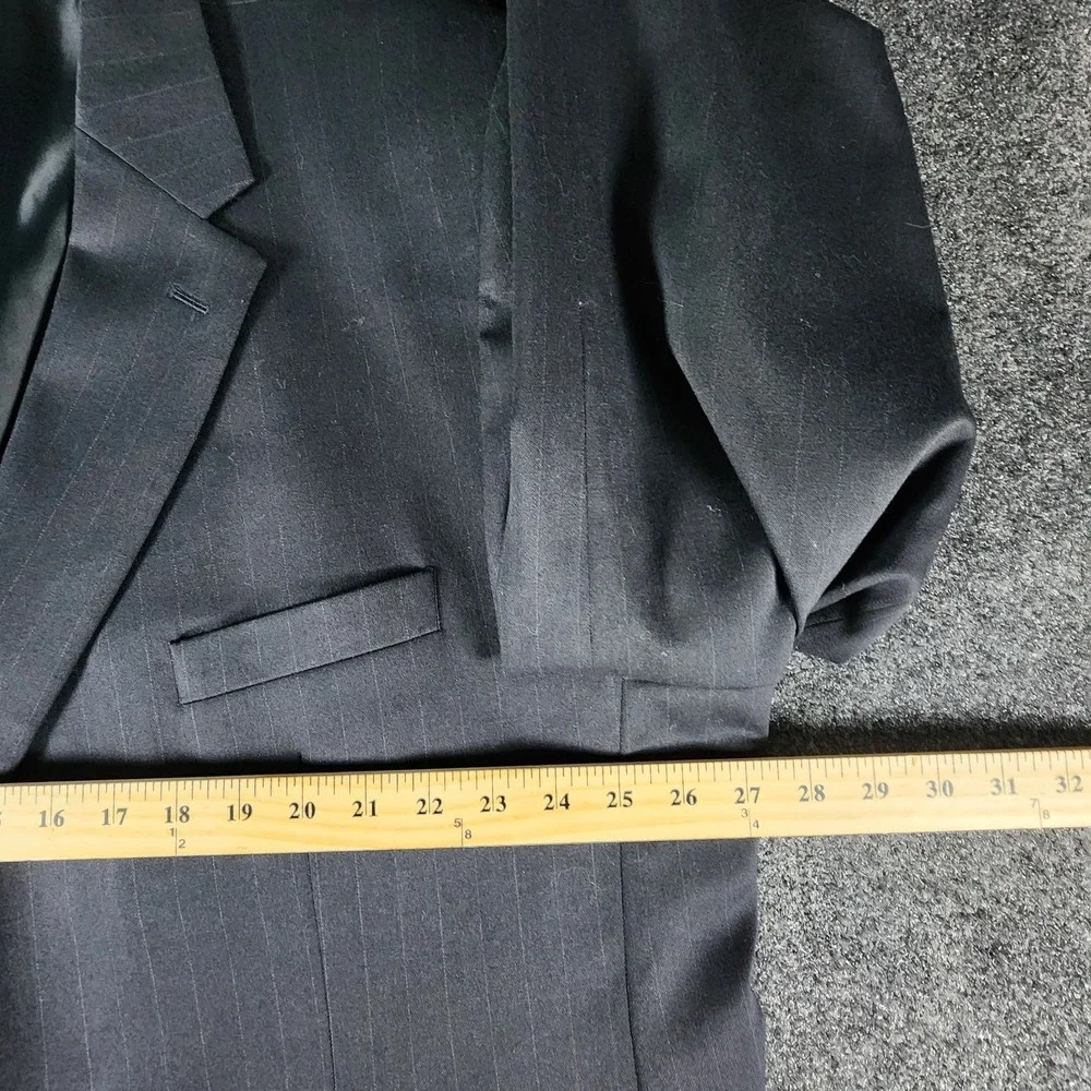 Henry Grethel 2 Piece Suit Mens 54L Pants 53X28 Navy Pin‎ Stripe Wool Blend